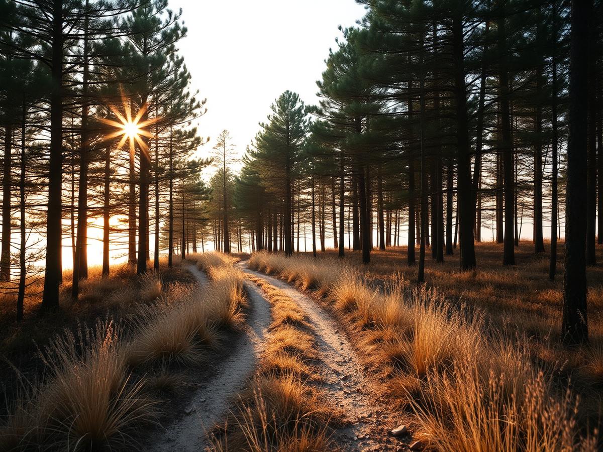 Pinienweg im Abendlicht
