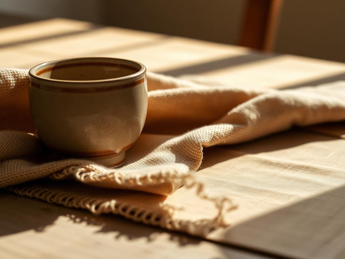 Gedeckter Tisch mit Keramiktasse